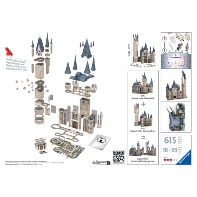 Puzzle 540 el. 3D Budynki: Zamek Hogwarts Wie�a Ravensburger