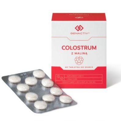 Genactiv Colostrum z malin do ssania Suplement diety 60 tab.