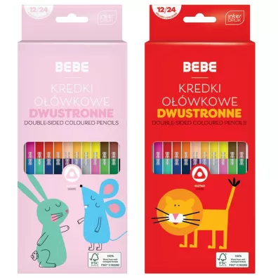 Interdruk Kredki o��wkowe dwustronne BB Kids 24 kolor�w 12 szt.