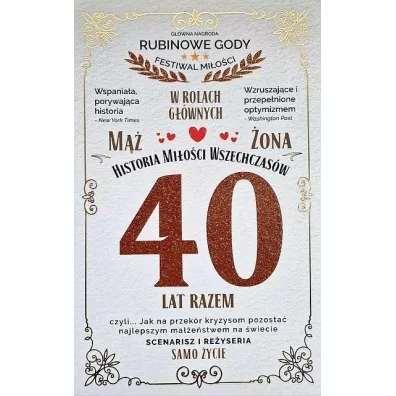 Yeku Karnet 40 rocznica �lubu (rubinowa)
