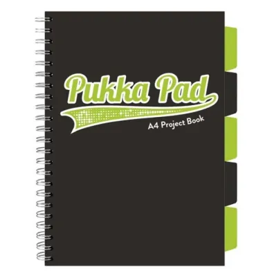 Pukka Pad Project Book A4 Black & Lime Green kratka, 80g 100 kartek