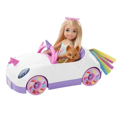 Barbie Chelsea Lalka + Autko T�czowy zestaw GXT41 Mattel