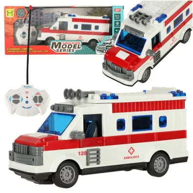 Ambulans karetka pogotowia dla dzieci zdalnie sterowana na pilota �wiat�a d�wi�k 1:30