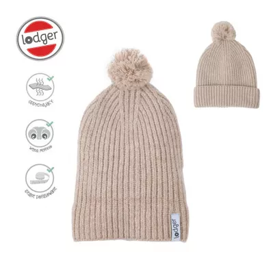 Lodger Czapeczka z weny merino 100% Beige 3-6 mies.