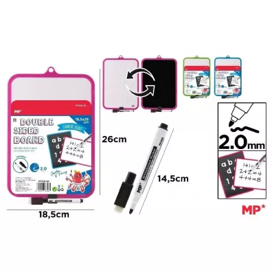 Tablica bia�a dwustronna z markerem 18,5x26cm MIX