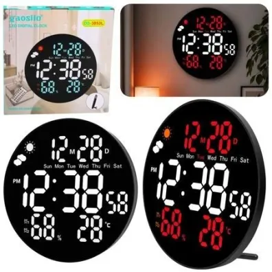 Zegar �cienny cyfrowy LED data, temperatura...