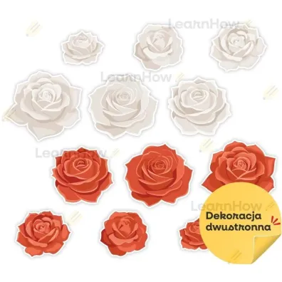 LearnHow Dekoracja patriotyczna r�e bia�e i czerwone 12el