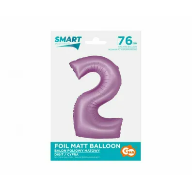 Godan Balon foliowy Smart Cyfra 2 lawendowa matowa 76cm
