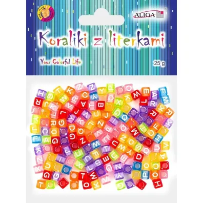 Aliga Koraliki plastikowe z literkami 6x6mm 25g