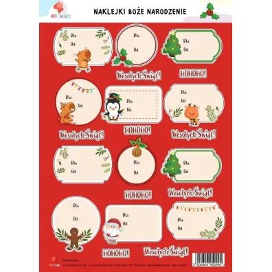All4Kids Naklejki na prezenty Bo�e Narodzenie A4