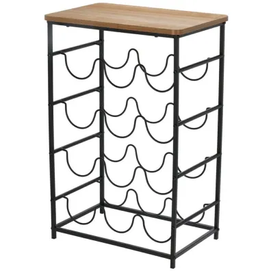 H&S Decoration Stojak na wino z brzowym blatem 40x26xh60 cm