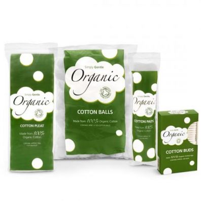 Simply Gentle Organiczne waciki w patkach (100 szt.), 100% bawena organiczna