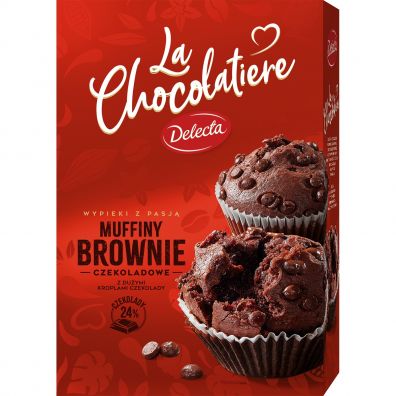 Delecta La Chocolatiere Muffiny Brownie z duymi kroplami czekolady 410 g