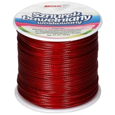 Brewis Sznurek baweniany woskowany czerwony czerwony 25m