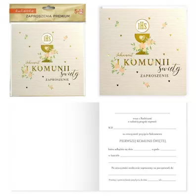 Kukartka Zaproszenie Komunia 5 szt.