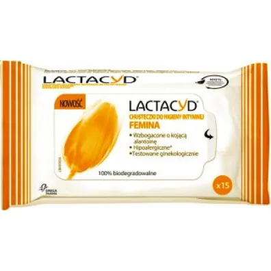 Lactacyd Femina Chusteczki do higieny intymnej 15 szt.