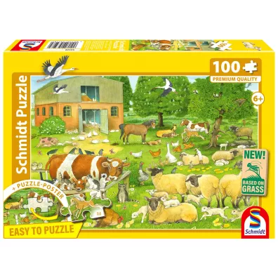 Puzzle 100 el. PQ Zwierz�ta na farmie Schmidt