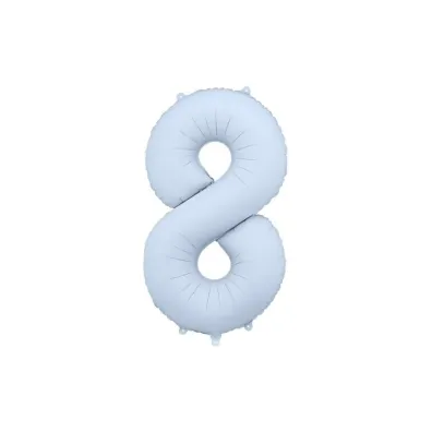 PartyDeco Balon foliowy cyfra 8 86cm mglisty niebieski