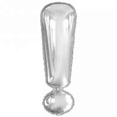 Amscan Balon foliowy znak ! Srebrny 28x86cm