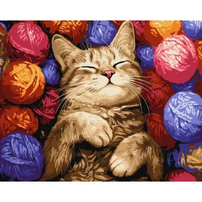Ideyka Malowanie po numerach - Kot w pl�taninie 40x50cm