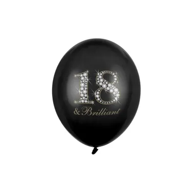PartyDeco Balony 18 & Brilliant Pastel Black 30cm
