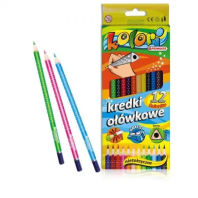Penmate Kolori Premium Kredki o��wkowe tr�jk�tne + temper�wka 12 szt.
