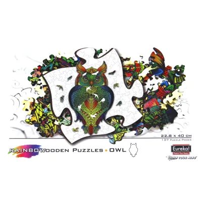 Puzzle drewniane kolorowe 137 el. Sowa G3