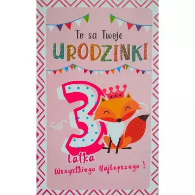 Yeku Karnet Urodziny 3 dziewczynka 2K-070