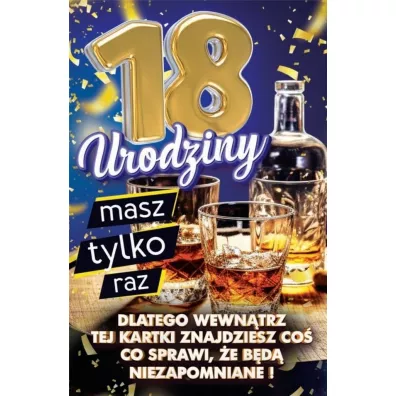 Yeku Karnet Urodziny z nak�adk� na butelk� 18