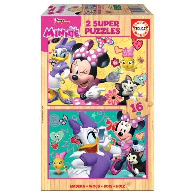 Puzzle drewniane 2 x 16 el. Myszka Minnie, Daisy Educa