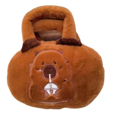 LeanToys Torba pluszowa Kapibara z kubkiem br�zowy 20cm