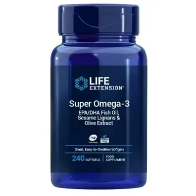 Life Extension Super Omega-3 EPA/DHA z lignanami sezamowymi i ekstraktem z oliwek Suplement diety 60 kaps.