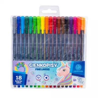 Astra Cienkopisy tr�jk�tne 0,4 mm, 18 kolor�w - Unicorn