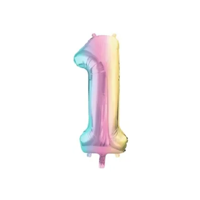 PartyDeco Balon foliowy 1 pastelowy t�czowy 86cm