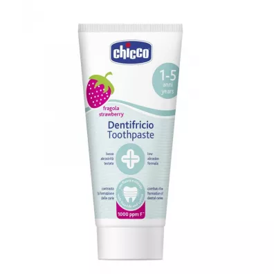 Chicco Pasta do zbw z fluorem 1000ppm o smaku truskawkowym 1-5l 50 ml