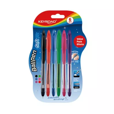 Keyroad D�ugopis klasyczny Ball Pen Soft Jet 0.7 mm, 6 kolor�w