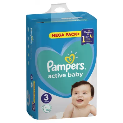 Pampers Pieluszki Midi 3 Active baby (6-10 kg) MEGA PACK+ 152 szt.