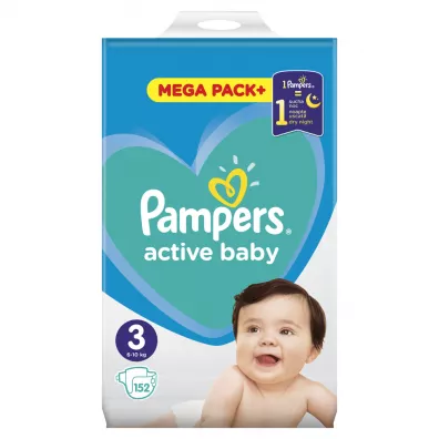 Pampers Pieluszki Midi 3 Active baby (6-10 kg) MEGA PACK+ 152 szt.