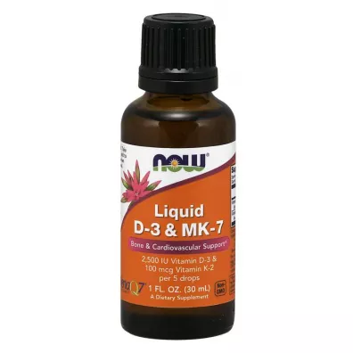 Now Foods Witamina D3 + K2 Mk-7 Suplement diety 30 ml
