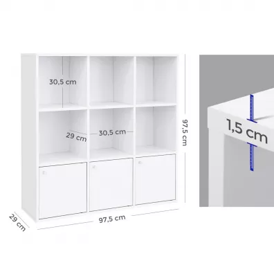 Songmics Rega na ksiki 9 pek z drzwiczkami