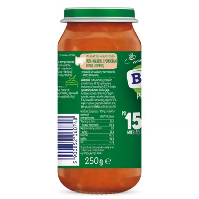 BoboVita Pasta zpomidorami, szynkipaprykpo 15. miesicu zestaw 6 x 250 g