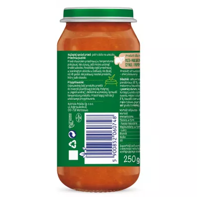 BoboVita Pasta zpomidorami, szynkipaprykpo 15. miesicu zestaw 6 x 250 g