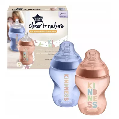 Tommee Tippee Closer To Nature butelka do karmienia antykolkowa 0m+ Kindness 2 x 260 ml