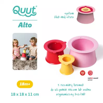 Zestaw 3 foremek do piasku Wiea Alto Cherry + Banana Pink Quut