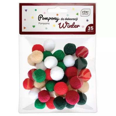 Interdruk Pompony do dekoracji Winter 35 szt.