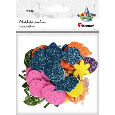 Titanum Naklejki piankowe brokatowe Wielkanoc mix 50 szt.