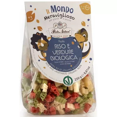 Pasta Natura Makaron (ryowy trjkolorowy) dla dzieci dinozaury bezglutenowy 250 g Bio