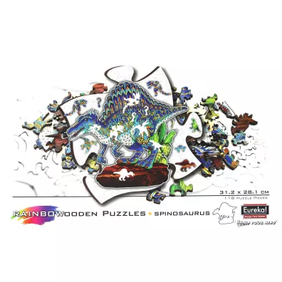 Puzzle drewniane kolorowe - Spinozaur Eureka 3D