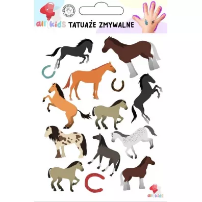 Tatua�e zmywalne dla dzieci Konie i kucyki All4Kids