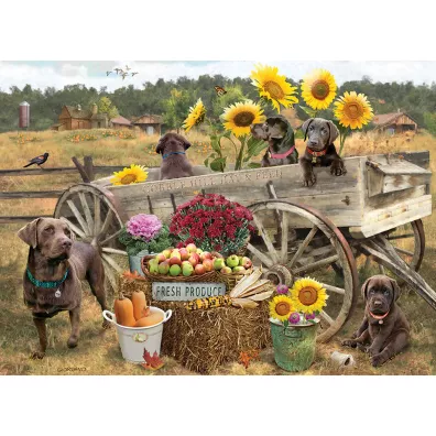 Puzzle 500 el. Labradory z wozu, koniom l�ej Cobble Hill